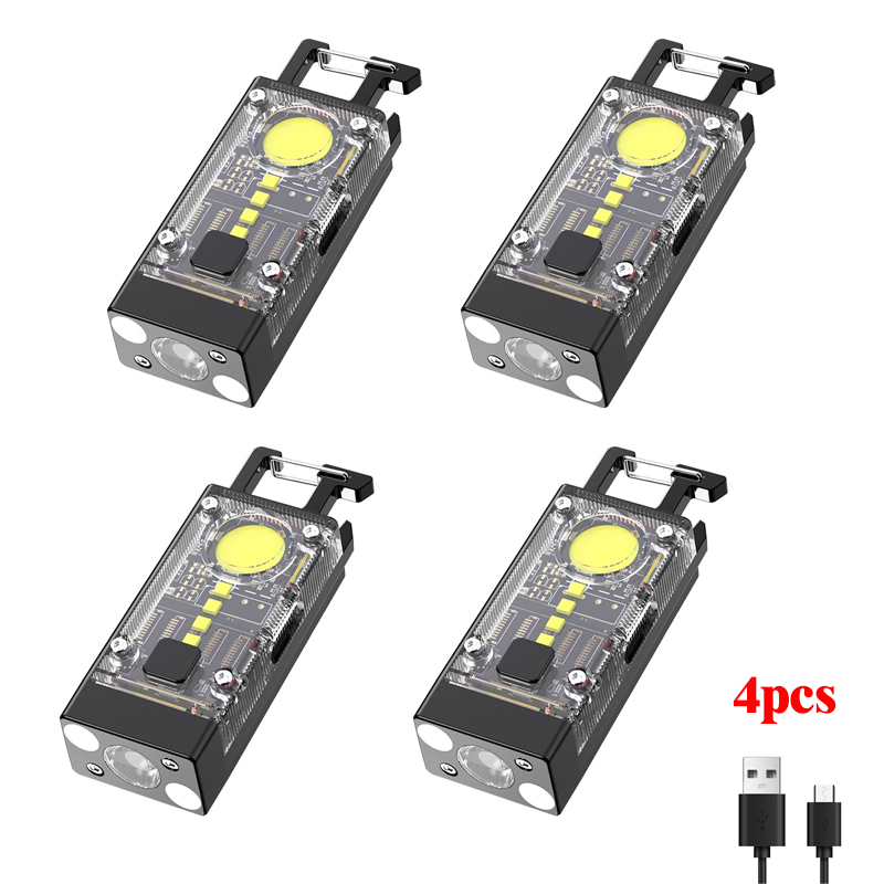 Mini lampe de poche LED solaire EDC, torche porte-clés multifonctionnelle portable, lanterne de camping COB aste par USB avec magnétique de bain: RGB