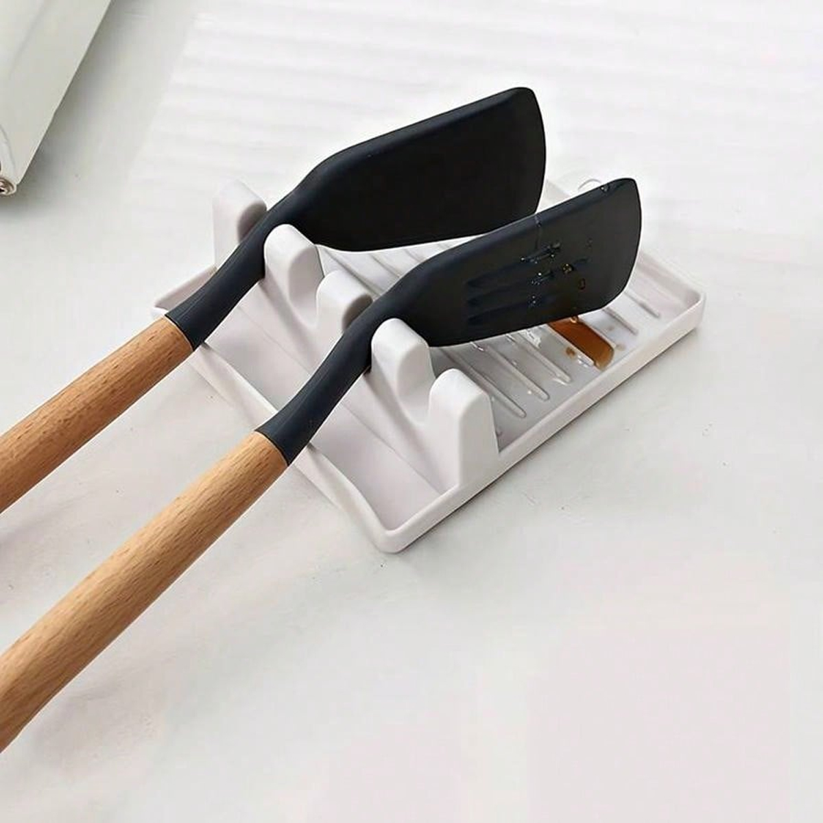 1 Kitchen Spatula Holder, Pot Lid Holder, Countertop Shovel, Spoon Holder, Soup Spoon Mat, Chopstick Holder, Soup Spoon