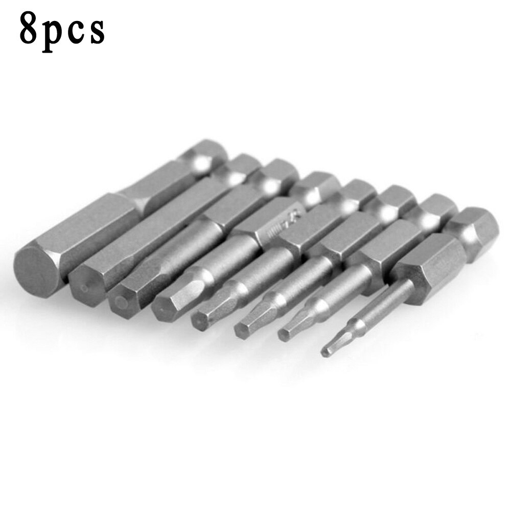 8 Stuks Set 50Mm 1/4 Inch Hex Shank Magnetic Hex Schroevendraaier Bits Elektrische Driver Bits Schroevendraaier Boor s2 H1.5-H8