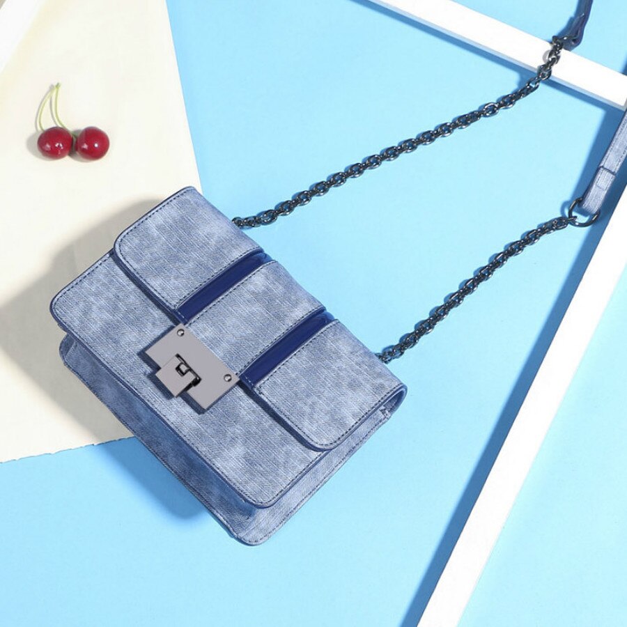 lässig Shoullder Tasche Frauen Denim Textur Leder Platz Bote Taschen Abend Kupplung Taschen Abdeckung Gradienten Klappe Crossbody Bolsa