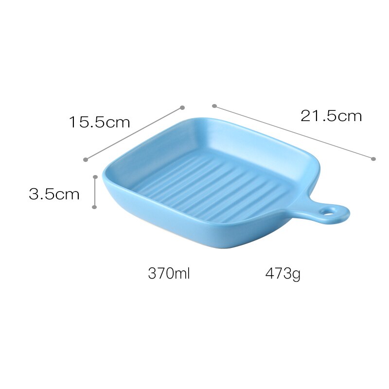 Nordisk ugnstallrik rund fyrkantig dubbelöra med handtag keramisk servis modern hem frukost salladstallrik: N