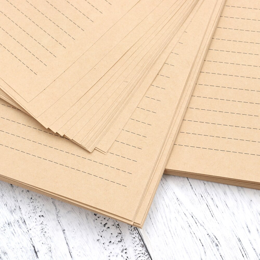 100 Sheets A5 Vintage Blank Kraft Letter Paper Retro Writing Paper