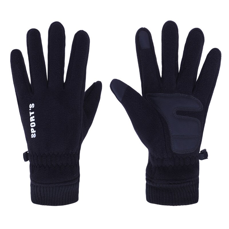 Gants polaire épais pour hommes, antidérapants, pour écran tactile, chauds, coupe-vent, cyclisme, Ski, neige, hiver: Black