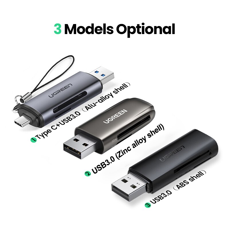Ugreen-lector de tarjetas USB tipo C a SD, Micro SD, TF, OTG, Accesorios para ordenador portátil, adaptador de tarjeta SD de memoria inteligente USB 3,0