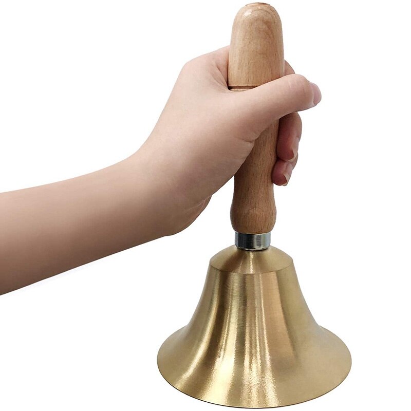 4.33 Inch Large Hand Call Bell with Wood Handle,for Kids and Adults,Used for Weddings,School Classroom,Service and Game