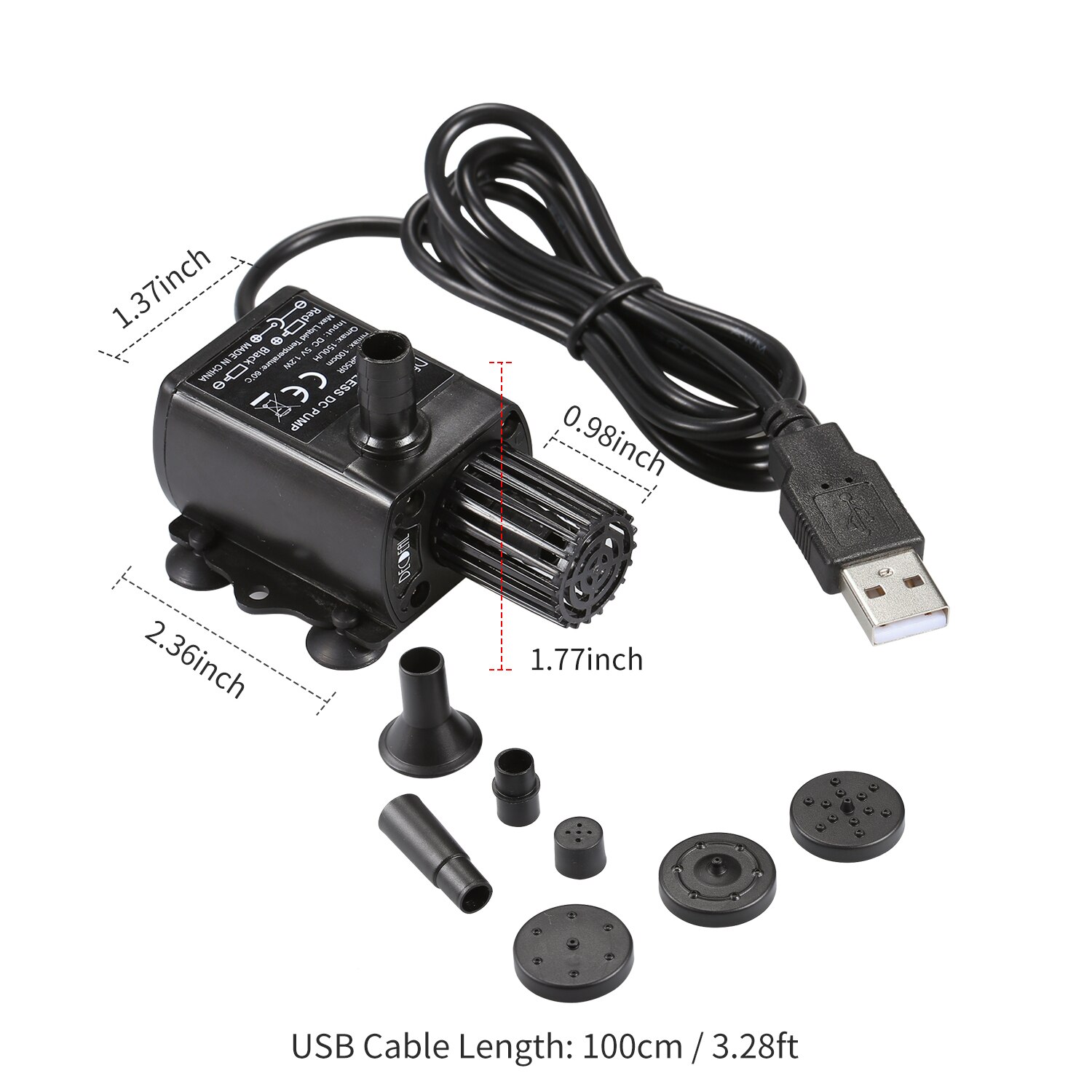 Mini Waterdichte Fontein Pomp 150L/H Usb Borstelloze Waterpomp Met Nozzles Zeef Ultra-Stille Voor Aquarium vijver