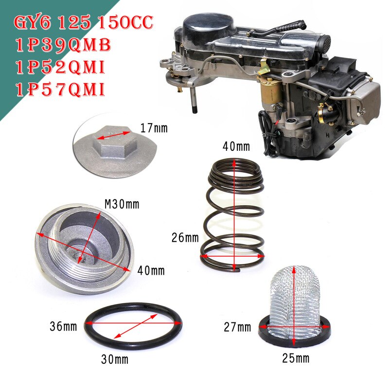 GY6 50cc à 150cc 125/150 pièces de moteur | Bouchon de filtre à huile, vis de vidange, Scooter pour Baotian Benzhou Znen Taotao