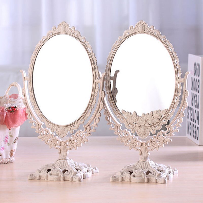 Desktop Makeup Mirror Double-sided Beauty Vanity Mirrors European Style Retro Household Princess Mirror Bracket Lady Mirrors