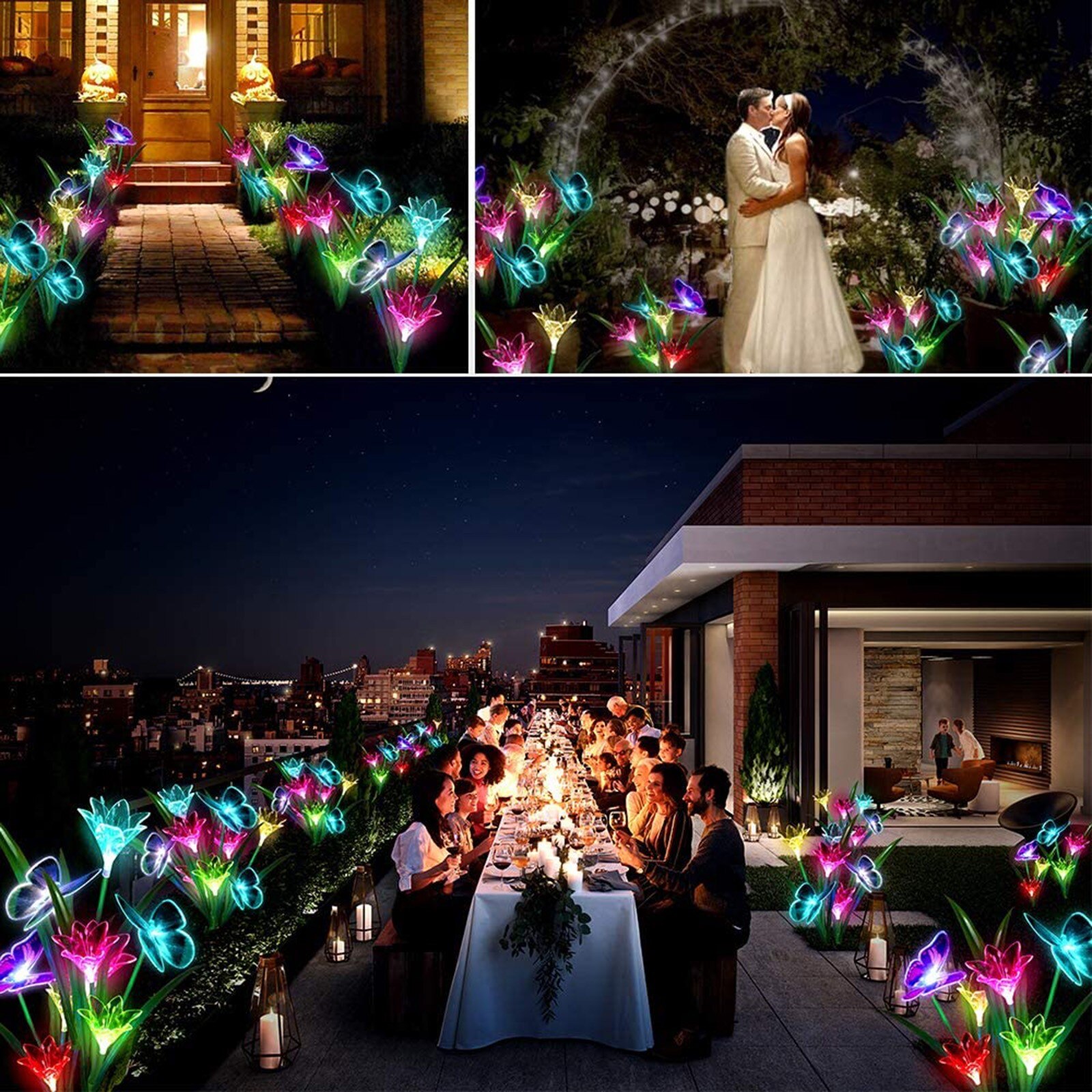 Home Decor Lelie Vlinder Lantaarn 4 Stuks Led Simulatie Licht Outdoor Decoratieve Gazon Lamp Tuin Verlichting Solar Led Light Outdoor