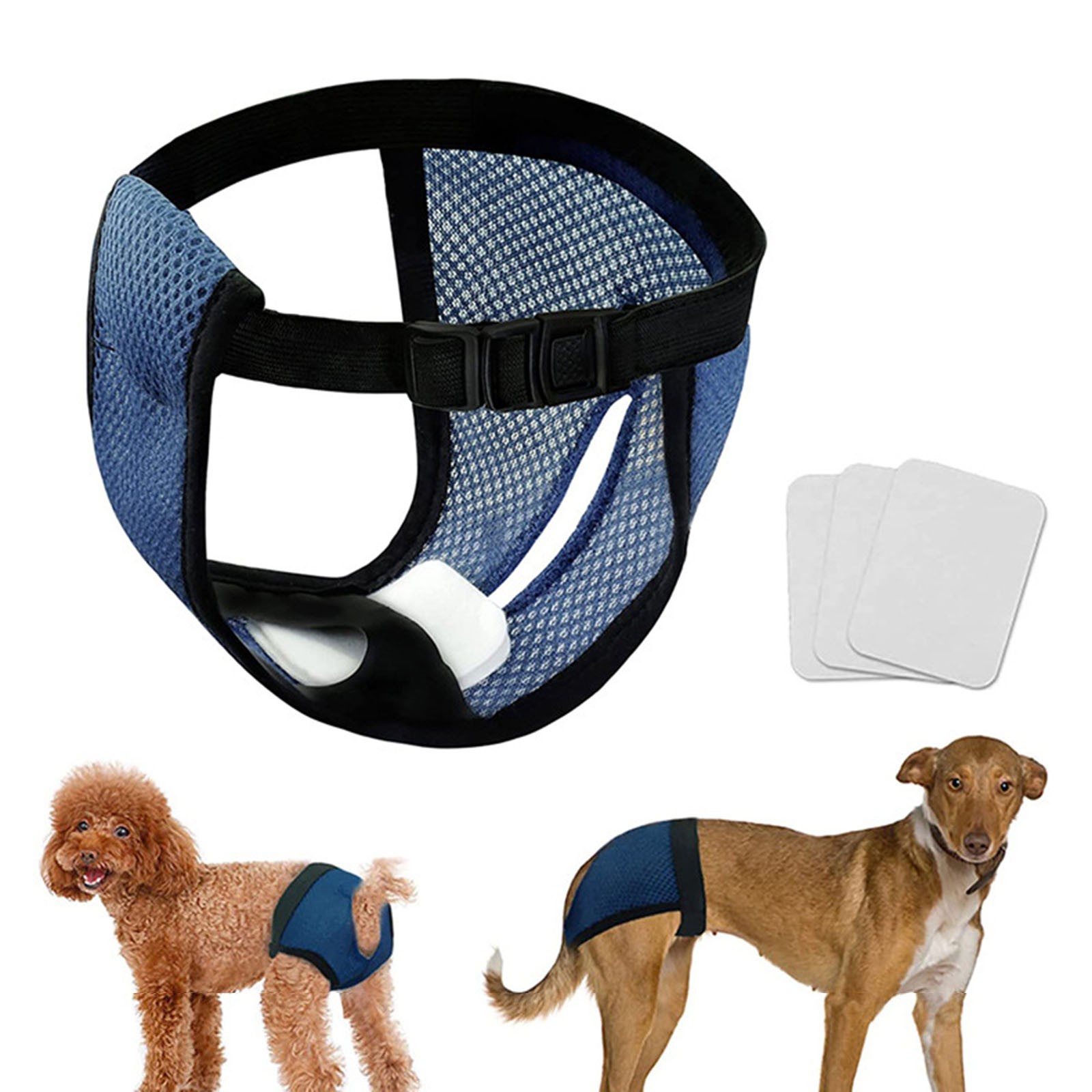 Culotte pour chien femme avec 3 tampons en coton, couches réutilisables, pantalon physiologique en maille respirante pour animaux de compagnie, pour petits, moyens et grands chiens