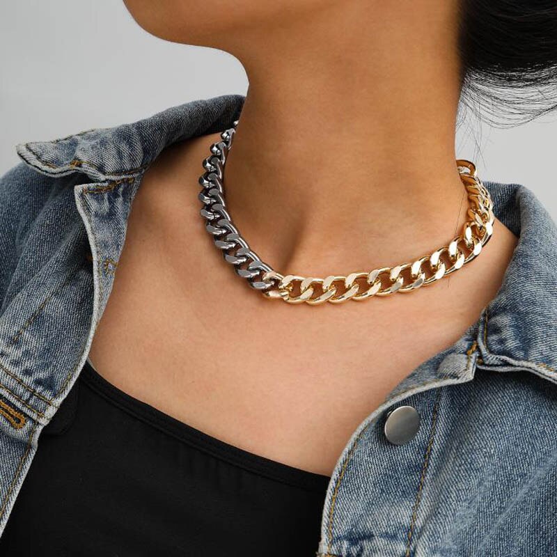 Punk Gold Chain Choker Necklace for Women Chunky Cuban Link Chains Necklaces Statement collares mujer Party Jewelry: C19