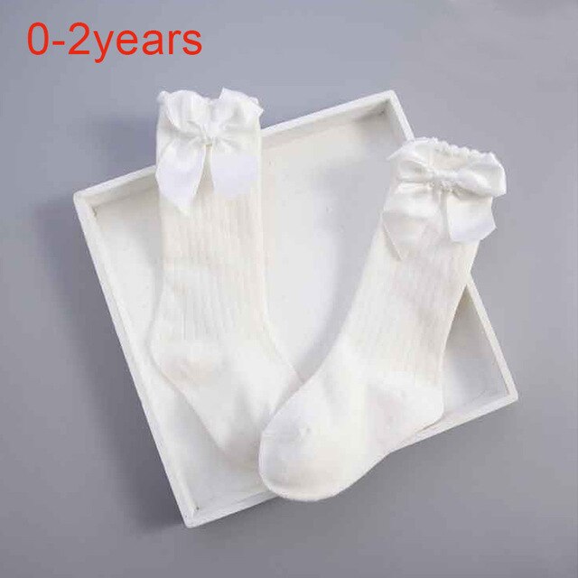 Big Bowknot Baby Girl Socks Cotton Summer Cotton Mesh Knee High Girls Socks Newborn Infant Sokken meia infantil neonati: style2 white