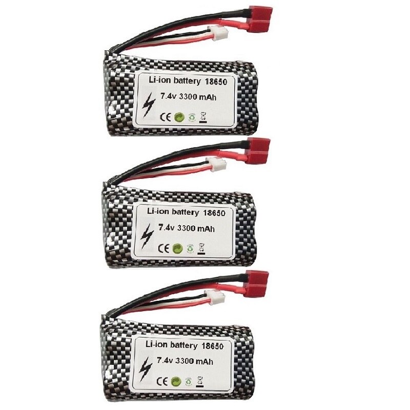 (T) wltoys 10428 12429 12423 12427 12401 12402 12402-A 12402A Parti di Automobili del RC 7.4V 3300MAH Batteria lipo 2S 18650: Rosso