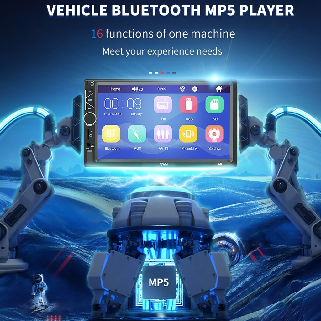 Car Multimedia MP5 Player Audio Stereo SWM-A6 Car Radio 7" HD Screen Digital Display AUX BT USB FM U disk mobile phone 92