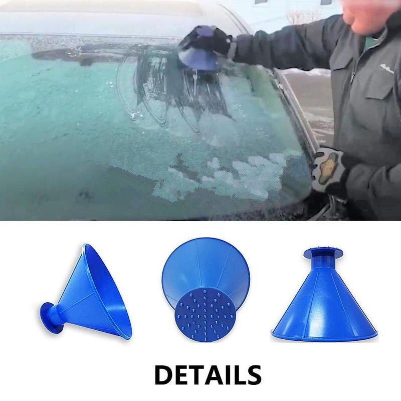 Herramientas para quitar la nieve del coche rascador de hielo con forma de embudo automático Deicer cono desescarchado de ventana mágica herramienta útil de limpieza