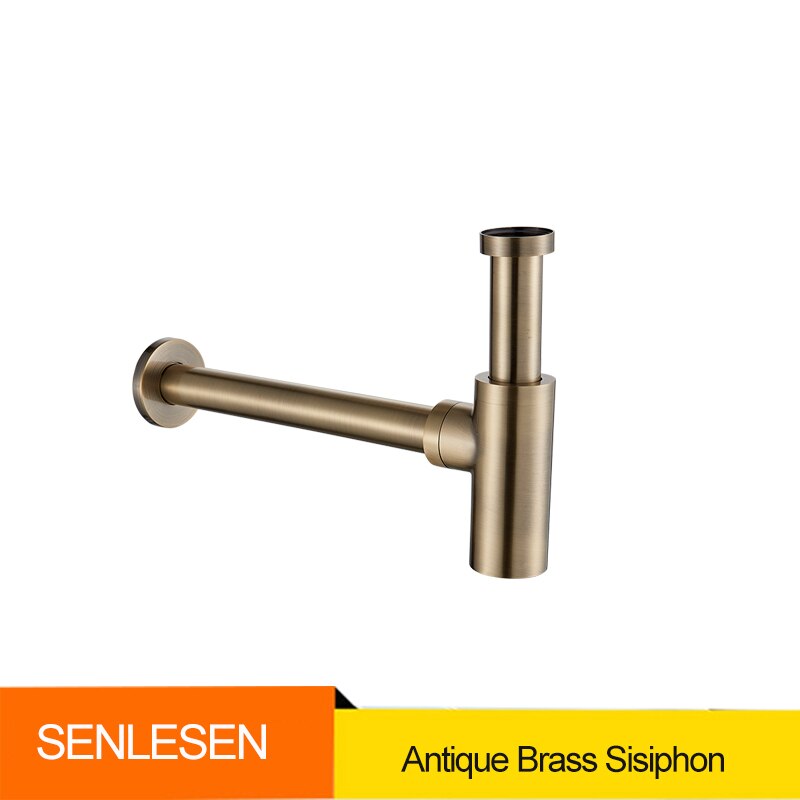 Senlesen Washbasin Drain Pipe Drainer Basin Sink Counter Odor-resistant Drain Pipe Fitting Set: Antique Brass Siphon