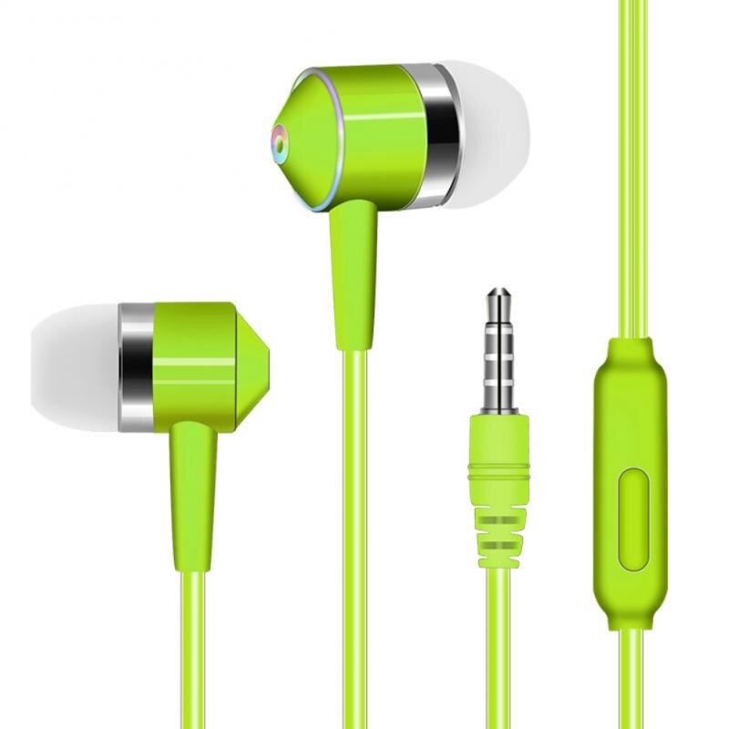 In-ear Mobile Phone Headset Line Control Subwoofer With Wheat Earphones Universal Mobile Phone Headset Accessories: Green