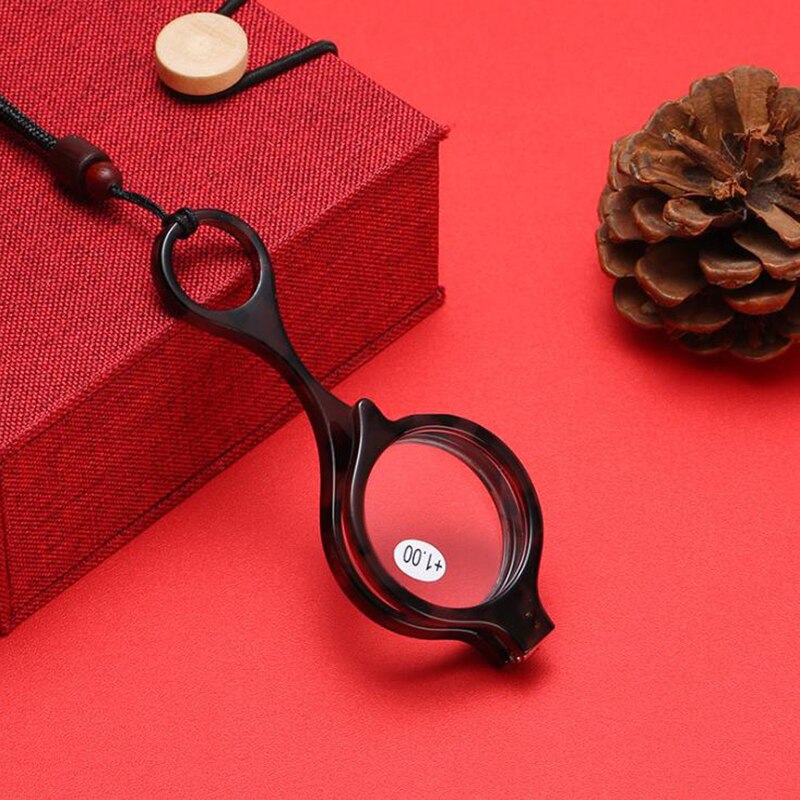 Colgante plegable para gafas de lectura, lupa portátil para prevenir pérdida, collar redondo/ojos de gato, gafas de prebicia, con cadena