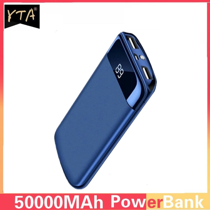 50000mah Power Bank External Battery PoverBank 2 USB LED Powerbank Portable Mobile phone Charger for Xiaomi MI iphone 8 X Huawei