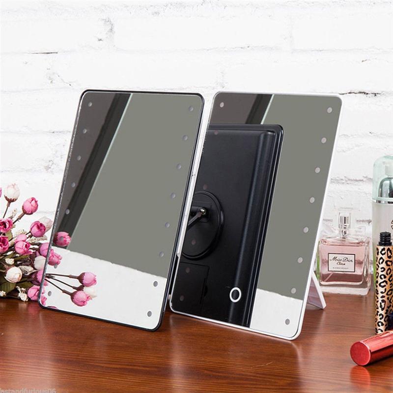 Makeup Mirror with 16 LEDs Cosmetic Mirror with Touch Dimmer Switch Battery Operated Vanity Mirror with Stand for Tabletop