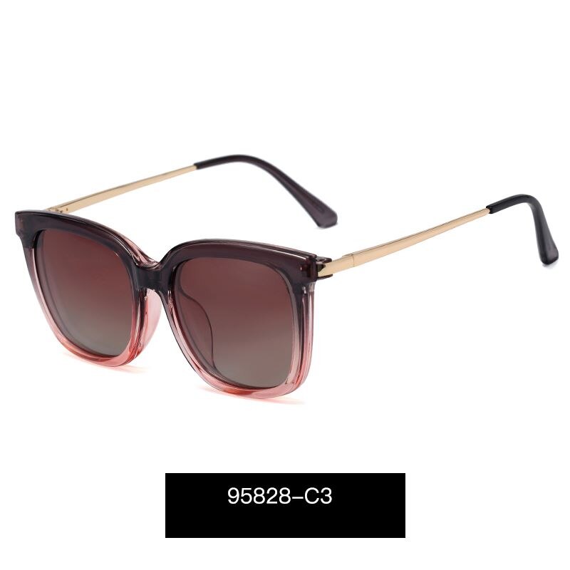 2 in 1 Polarized Magnet Clip On Eyeglasses Frame for Women TR90 Cat Eye Optical Glasses Frame Female Myopia Prescription: c3