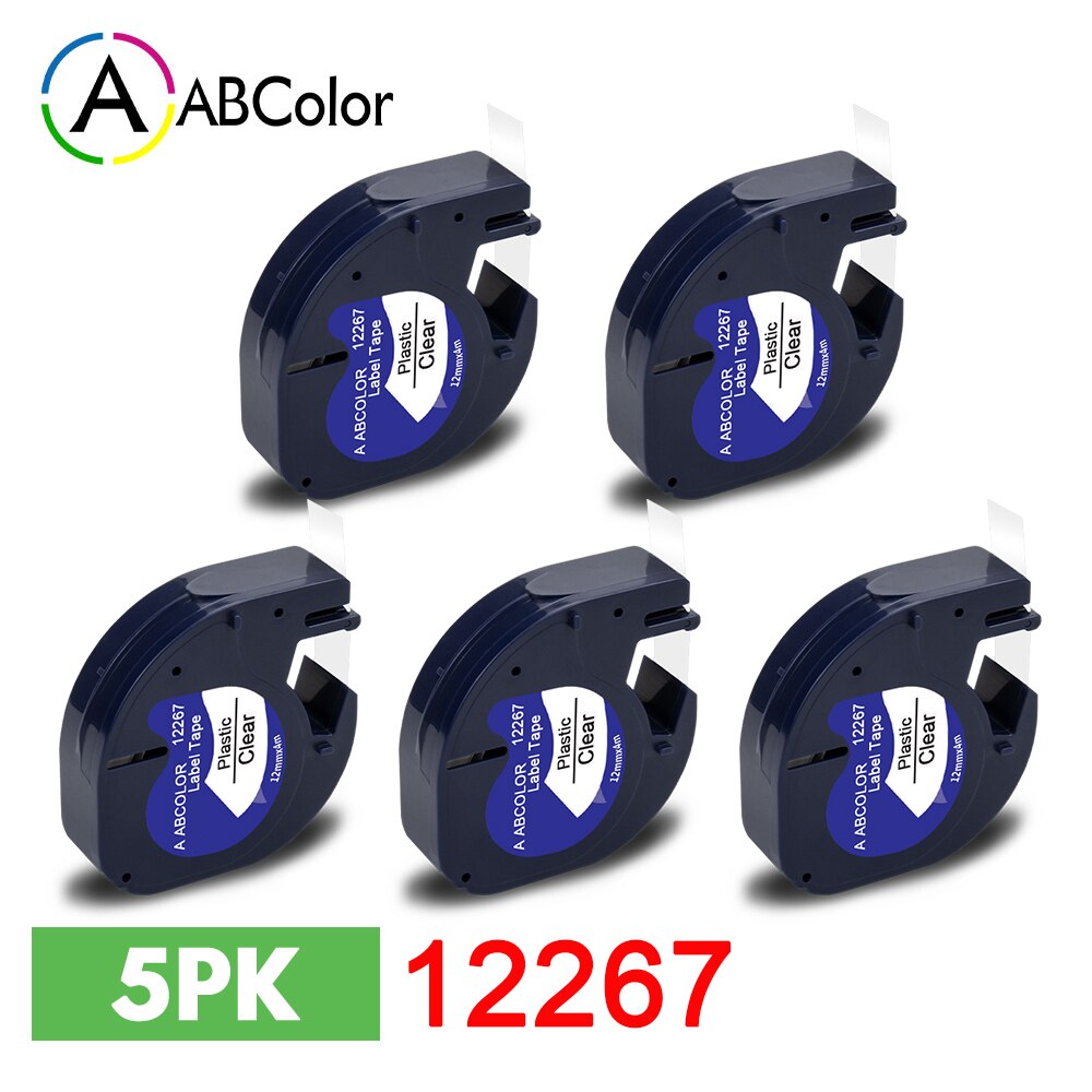 10PK 91201 91202 12267 etykiety dla Dymo LetraTag 12mm 91222 91332 taśma z etykietami 91200 91203 dla Dymo LetraTag LT-100H drukarka do etykiet: 5PK Plastic Clear