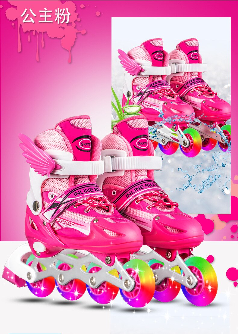 Single flash inline skates roller skates beginner skates adjustable size skates