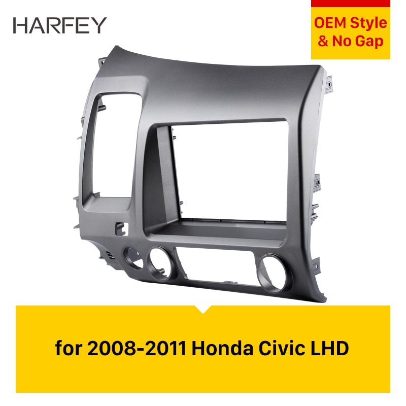 Harfey 2Din voor Autoradio Fascia Installatie Trim Dash Kit Stereo Frame voor Honda Civic LHD met SRS Gat
