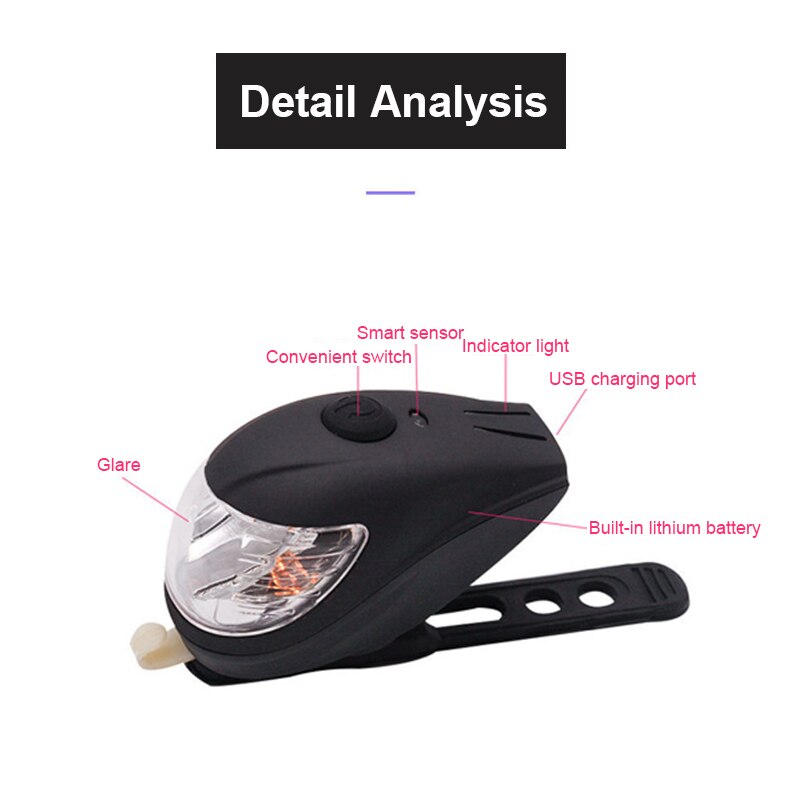 Fietslicht Fiets Smart Ubs Oplaadbare Lichtregeling Koplamp Waterdichte Bike Night Fietsen Koplamp Veiligheidswaarschuwing Lamp: type1