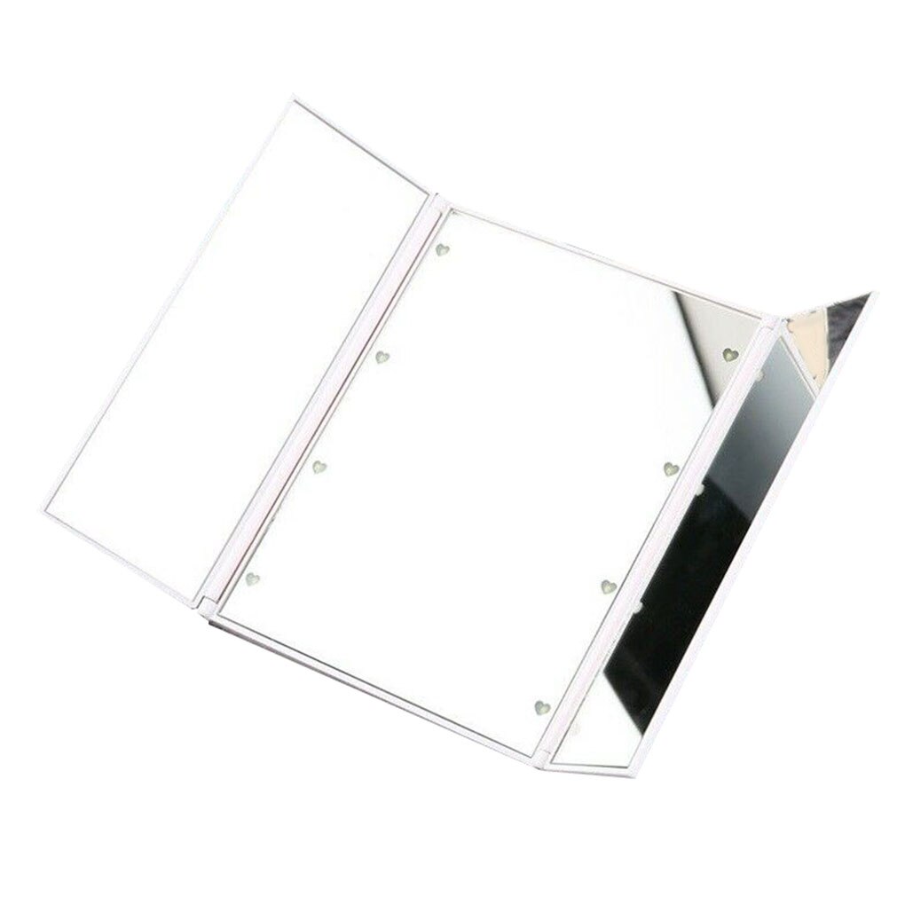 Tri-sided Foldable Makeup Mirror 3-Folding Portable 8 LED Light Beads Cosmetic Tabletop Mirror Beauty Supplies: NO.1