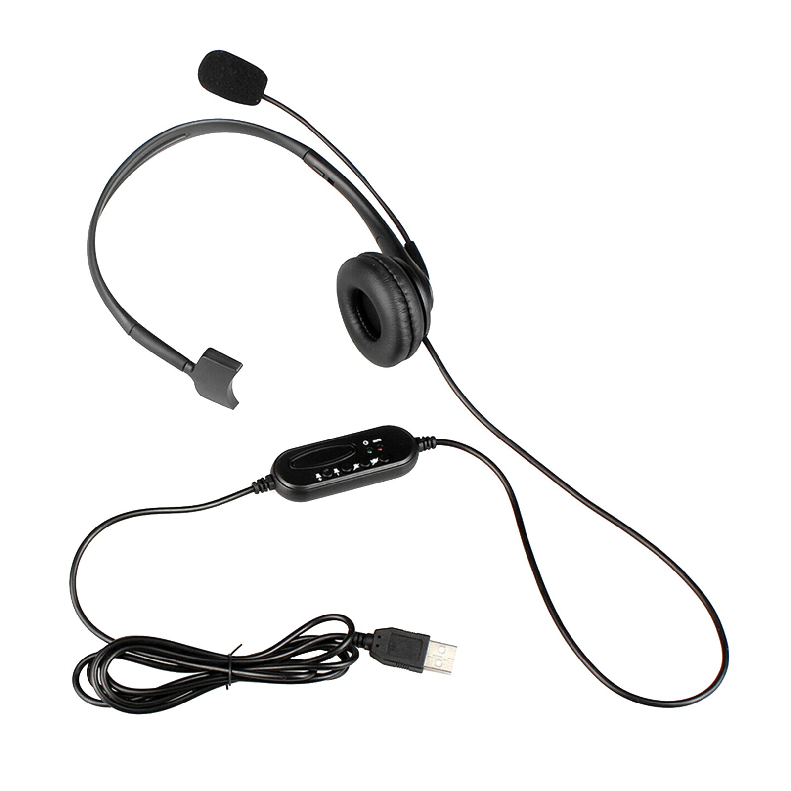 USB Computer Headset Wired Business Ear Headphone for Call Center PC Laptop Chat