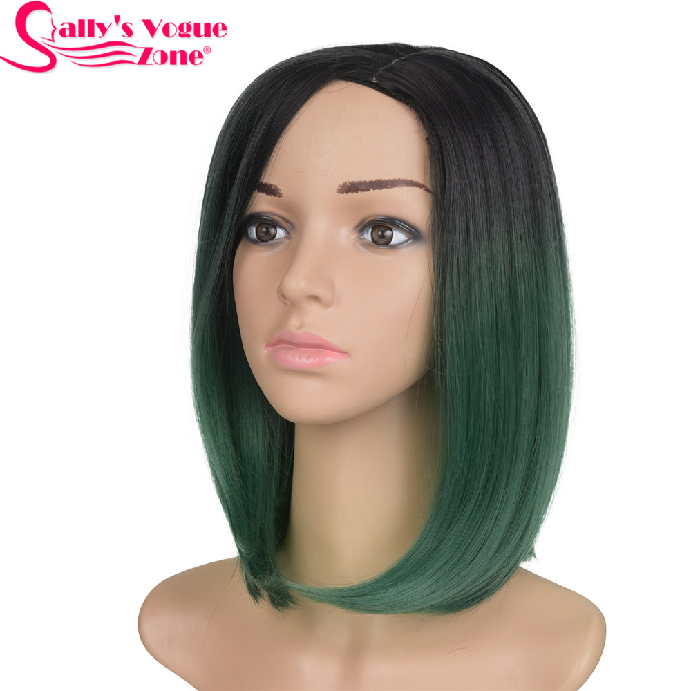 Sallyhair 12 inch japanse synthetische pruik met hoge temperatuur vezel, korte zwarte bob voor vrouwen: Groente