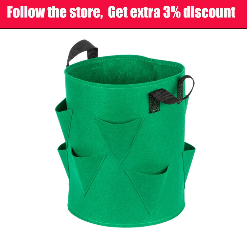 Multi-Mond Grow Bag 5/7/10 Gallons Aardbei Tomaat Plantzakken Herbruikbare Tuinen Balkons Bloem Kruid Planter: S / green