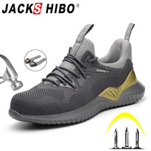 Jackshibo Veiligheid Werk Schoenen Laarzen Voor Mannen Stalen Neus Laarzen Anti-Smashing Beschermende Bouw Veiligheid Werk Sneakers