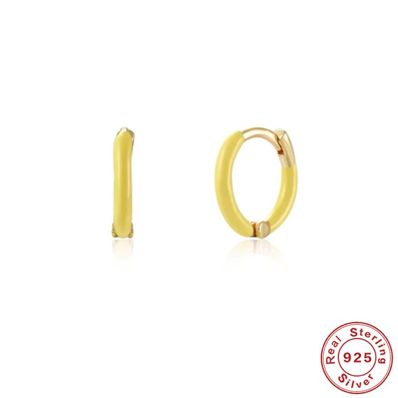 Roxi 925 Zilveren Vrouwen Ronde Oorbellen Kleurrijke Enamel Circle Huggie Ear Piercing Oorringen Sieraden Accessoires Pendientes: 7