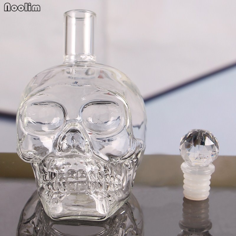 NOOLIM 1PC 2 Sizes Crystal Head Vodka Bottle Skull Head Bottles Gothic Wine Vodka Decanter Bar Wine Glass Bottle