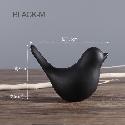 nordisch Kreative Weiß Keramik Vogel Figuren Heimat Dekoration Zubehör Party Handwerk für Wohnzimmer verwöhnen Hochzeit Ornamente: L-Schwarz