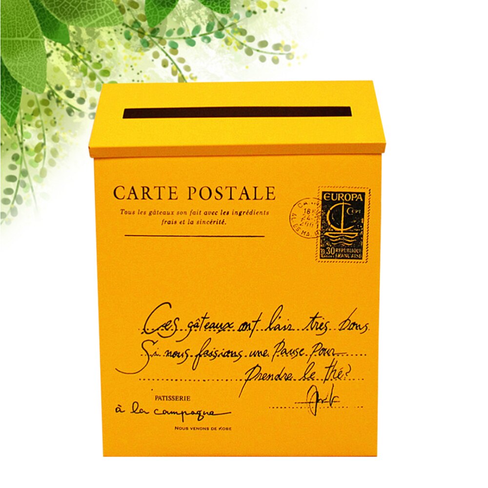 Post Box Mailbox Home Wall Decoration Ornament Photo Prop(Beige White): Yellow