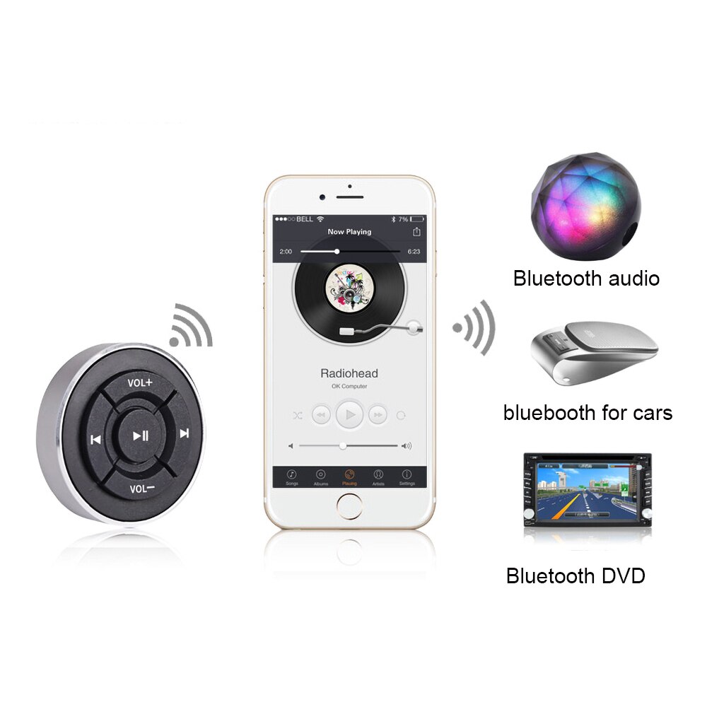 Auto Stuurwiel Controle Bluetooth Afstandsbediening Voor Android Ios Smart Phone Stuurwiel Bluetooth Afstandsbediening