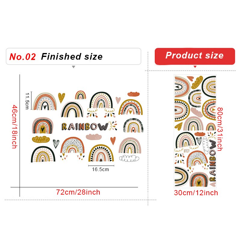 Adesivi murali arcobaleno fai-da-te per soggiorno decorazioni murali telecamera da letto adesivi murali in PVC rimovibili decorazioni per la casa camerette sfondi: no.02