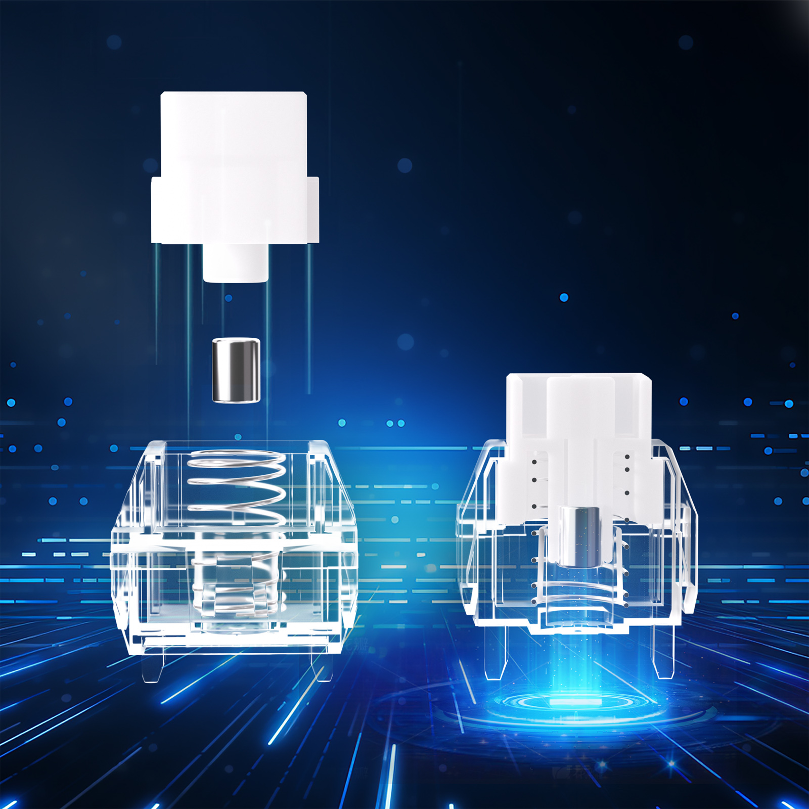 DUROCK ROCK HE Magnetic Switches Ultra High Precision 0.005mm RT Stability 48g RGB Hall Effect Switches for HE Magnetic Keyboard