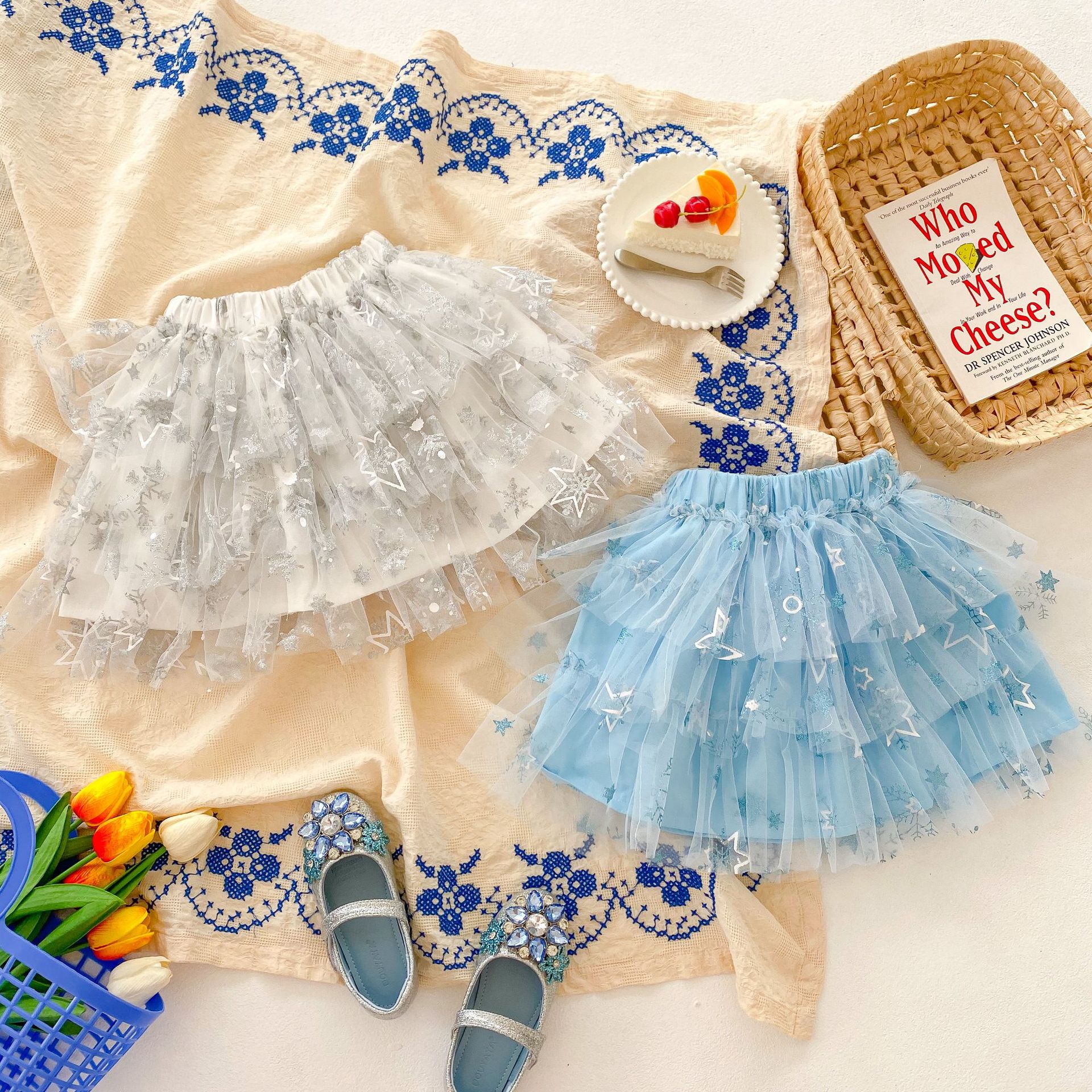 Meisjes Pailletten Ster Rokken Prinses Mesh Tutu Zomer Fantasy Sneeuwvlok Kinderen Baljurk Rok Zoete Baby Party Falda Tulle