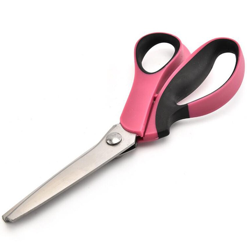 1Pc 5/7MM Triangular/Arc Teeth Lace Scissors Sewing Tailor Scissors DIY Window Pattern Cutter Scissors Sewing Shears: Rose red-7mm