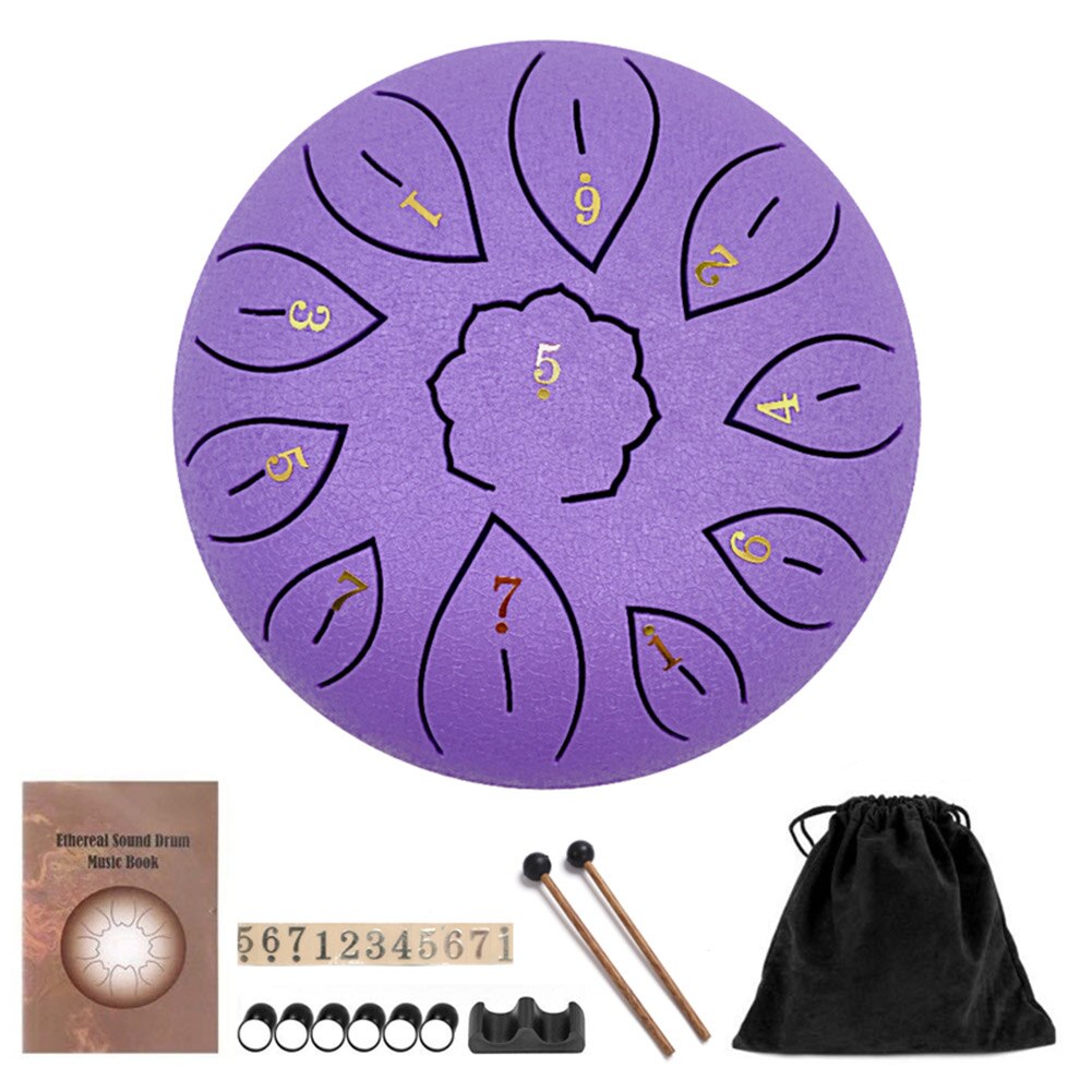 Langue tambour 6 pouces acier langue ensemble de tambour 8 air main Pan tambour tampon réservoir bâtons sac de transport Instruments de Percussion accessoires: Aubergine