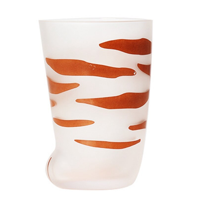 Tasse en verre givré avec patte de chat, joli, imprimé patte de chat, tasse de café en verre de lait pour petit déjeuner à la maison, pour fille: H01
