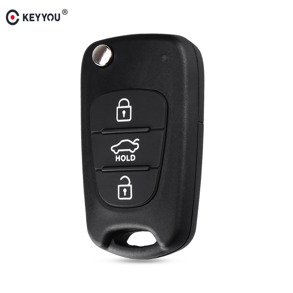 Keyyou Voor Hyundai 3 Knoppen Flip Vouwen Afstandsbediening Autosleutel Shell Cover Case Met Hold Knop