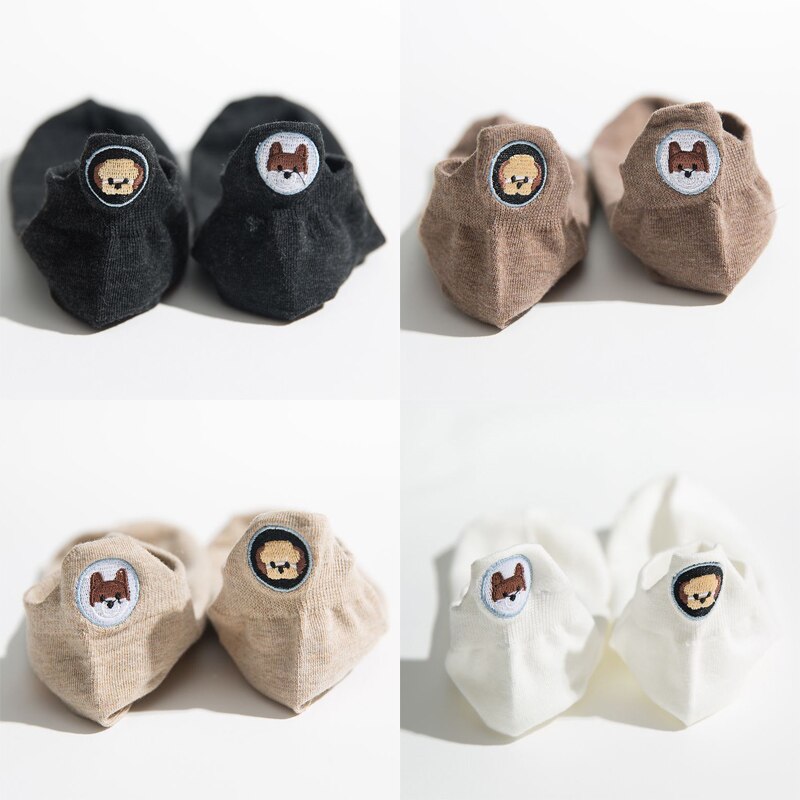 Funny Woman Socks Women 4 Pairs Pack Short Ankle Socks Happy Kawaii Girls Cotton Cartoon Cute Heart Casual Sock harajuku Sox: 9