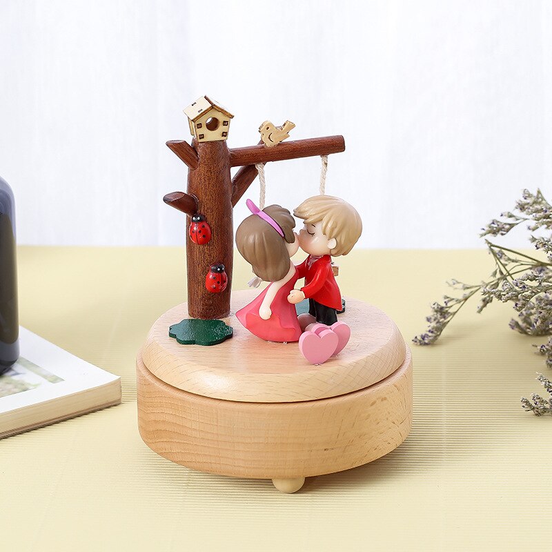Rotary music box Choose eco-friendly wood Wood crafts music box A birthday Music box