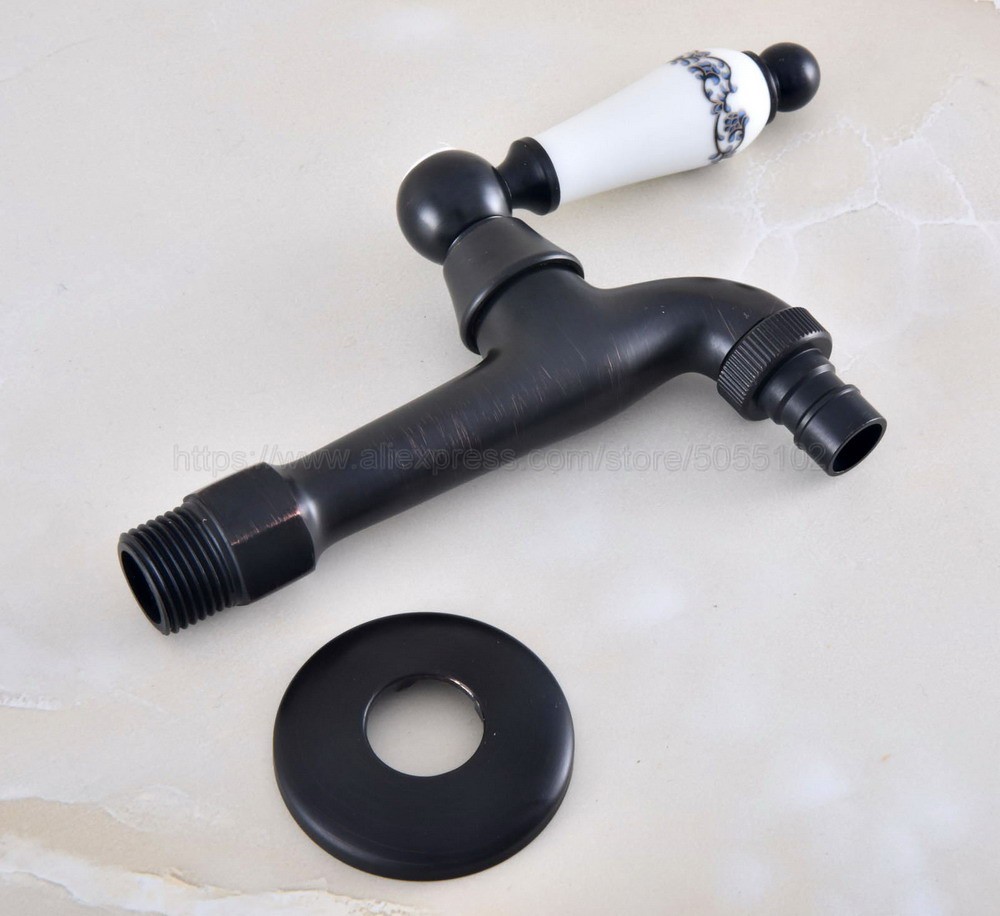 Bathroom black single cold tap wall Washing machine single tap cold water faucet garden black tap zav335