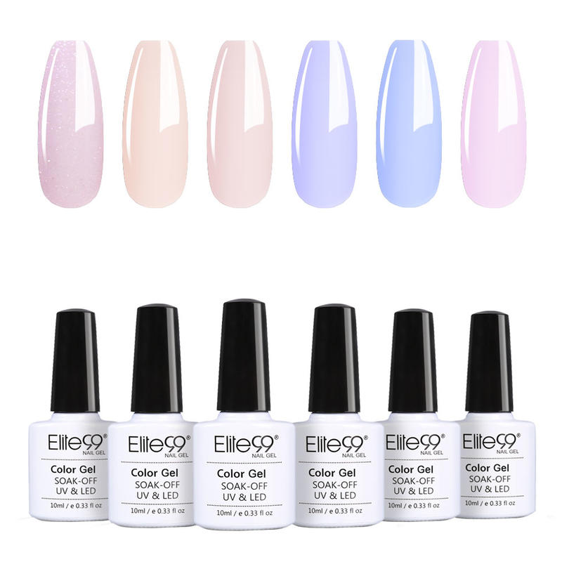 Elite99 6Pcs/Set 10ML Lavender Gel Nail Polish Kit Soak Off UV LED Luminous Rose Gold Semi-permanent Enamel Nail Manicure Set: SET008